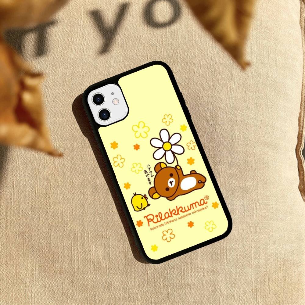 Rilakkuma Relaxed Bear For iPhone 17 16 Pro Max Air 15 14 13 12 Mini Plus 11 Hard PC+TPU Phone Back Cover