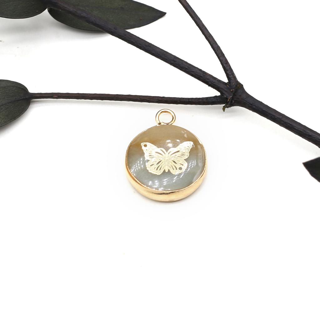 2Pcs Small Pendant Natural Stone Butterfly-Shaped Patter Pendant For Jewelry Making DIY Necklace Earrings Bracelet Accessory
