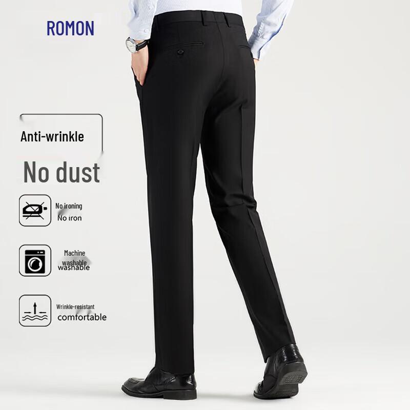 Luomeng Men's High-Waist Business Straight-Leg Trousers