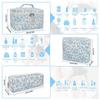 Floral Makeup Bag Quilted Cosmetic Large Capacity Travel Makeup Pouch Set of Blue Set, Pouch, 3,
