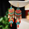 Bohemian Fan Shaped Water Drop Earrings for Women Ethnic Long Temperament Dangle Earring Party Vacation Jewelry