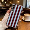 B-Burgundy White S-Stripe Phone Case For Samsung Galaxy S24 S25 S23 S22 S21 Plus S24 S25 Transparent Cover Case