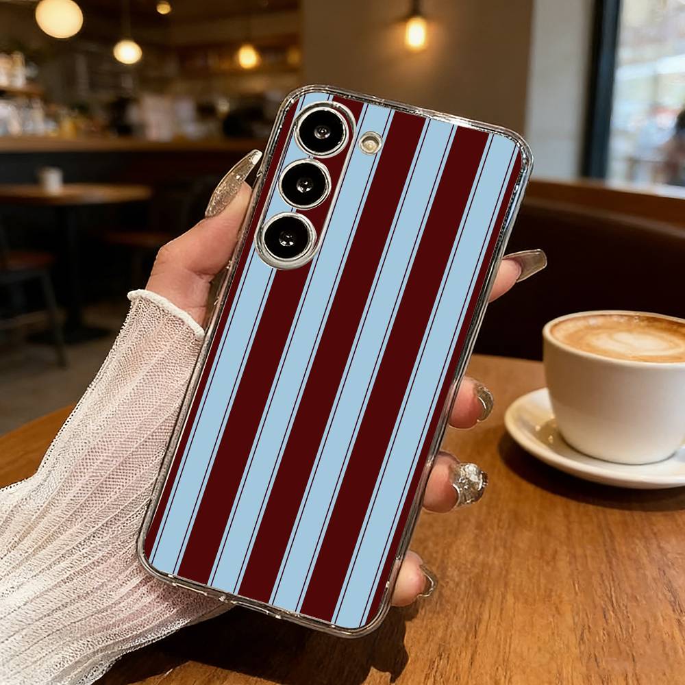 B-Burgundy White S-Stripe Phone Case For Samsung Galaxy S24 S25 S23 S22 S21 Plus S24 S25 Transparent Cover Case