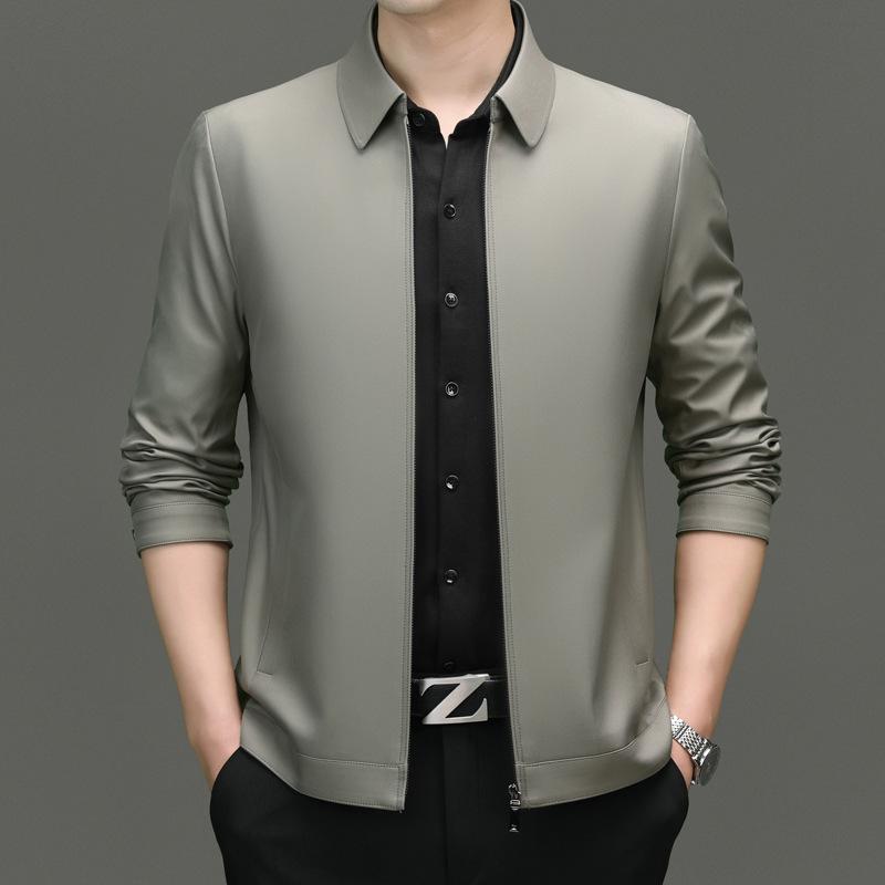 Lapel Jacket Zipper Business Jacket Middle-aged Men's Jacket Dad Jacket