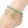 Double Layer Flower Artifical Turquoise Beads Women Ankle Bracelet Barefoot Sandal Beach Sea Foot