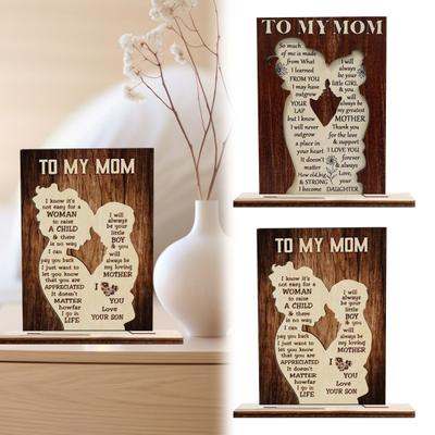 День матері Дерев'яна прикраса Подарунок для мами від дочки/сина Декор для столу Стоячий