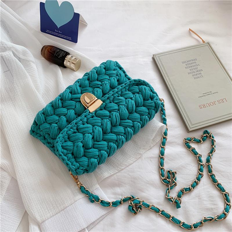 Bolsas de Mão Femininas da Moda Bolsa de Tecido Alça de Crochê Casual Ombro Transversal Clutch