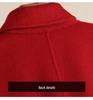 2025 Spring Women's Red Woolen Double-Sided Long Coat with Waist-Defining Design