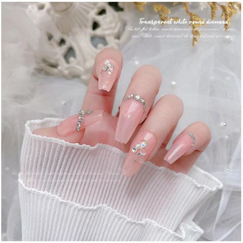288/1440pcs/pack SS3-SS50 Crystal AB Transparent Nail Rhinestones Flat Bottom Kit Nail Decoration DIY Drill Manicure Accessories