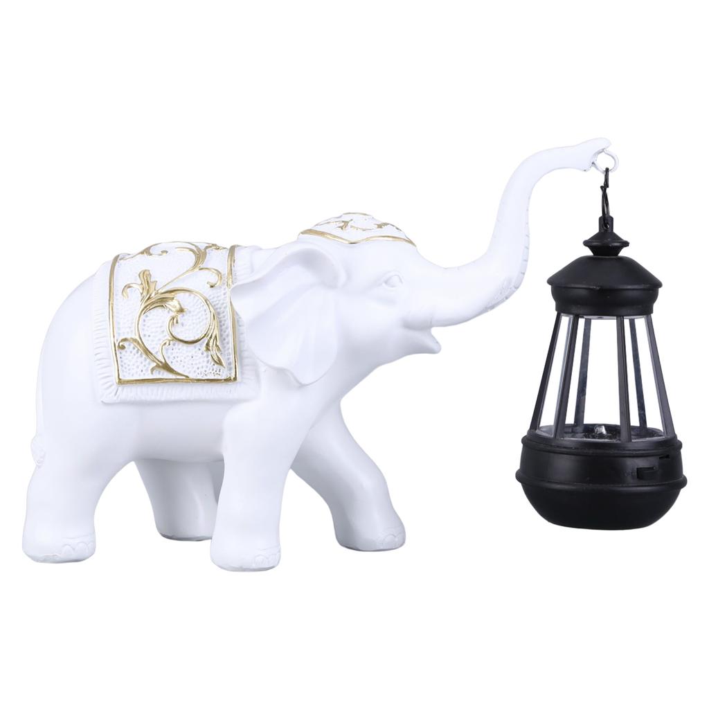 Solar Elephant Hanging Lantern Crafts Resin Garden Lantern Animal Sculpture Ornaments Waterproof Home Decor for Lawn Courtyard