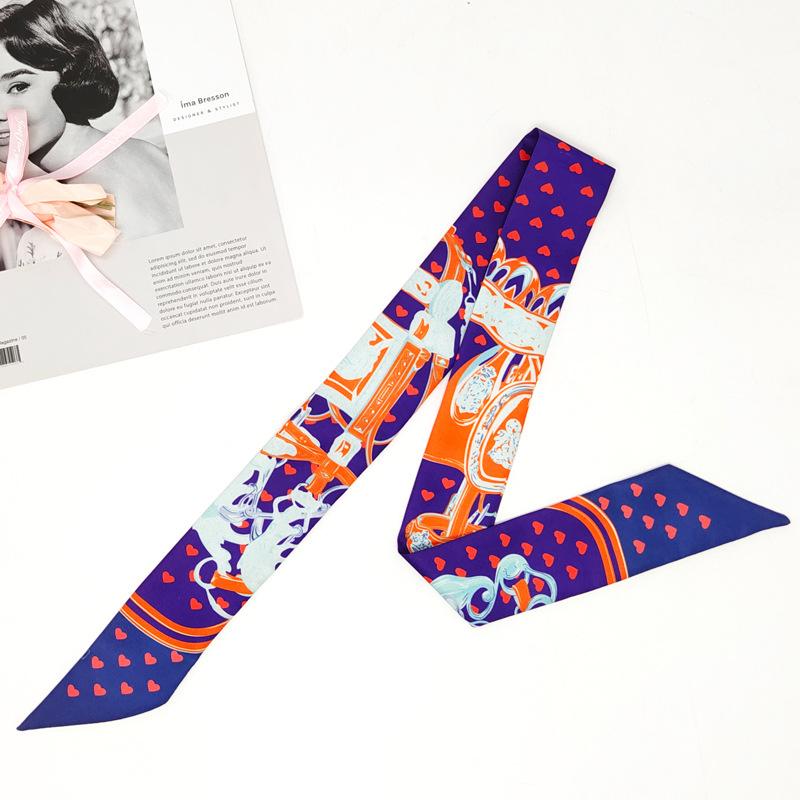 Classic New Long Small Silk Scarf, Decorative Slender Tied Bag Silk Scarf Small Ribbon Scarf Small Streamer Women's Scarf