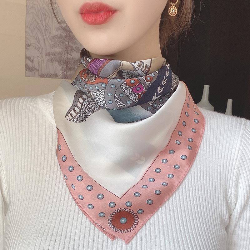 Women Silk Scarf Summer Hair Scarf Silk Satin Neckerchief Female Hair Ties Headband Hair Ornament Woman Bandana Bag Scarves