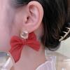 Korean Fabric Bow Tassel Earrings: Niche Design and Trendy E8778