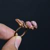 Pink Thulite Handmade Gemstone Ring, Copper Electroformed Ring Antique Jewelry, Adjustable Ring Engagement Gift