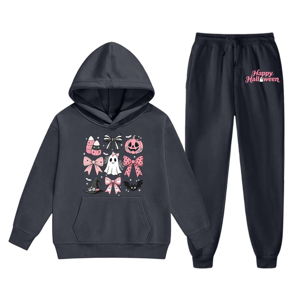 Kids Halloween Hoodie Set Long Sleeve Pullover Sweatshirt with Hood and Matching Pants Soft Comfortable Outfit for Children