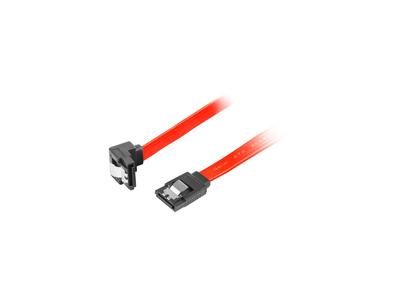 SATA Cable Lanberg DATA II (3Gb/s) F/F 0.5m Angled Metal Clips Red