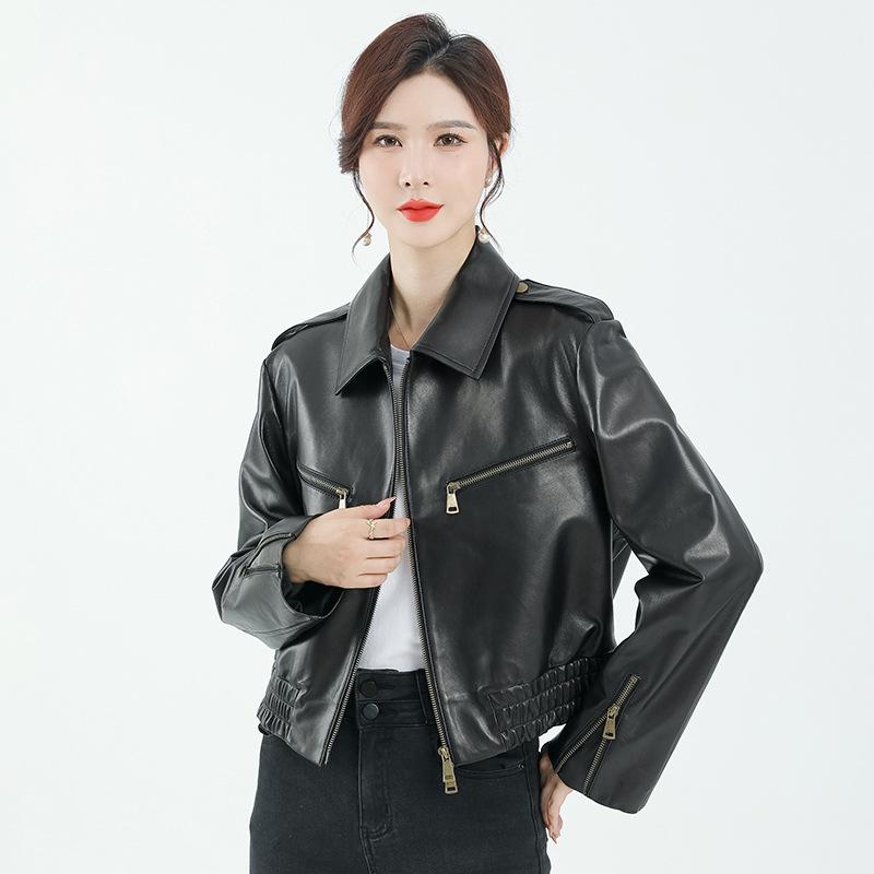 Genuine Leather Women's Leather Jacket Women's New Spring and Autumn Fashion Short High-end Sheepskin Jacket