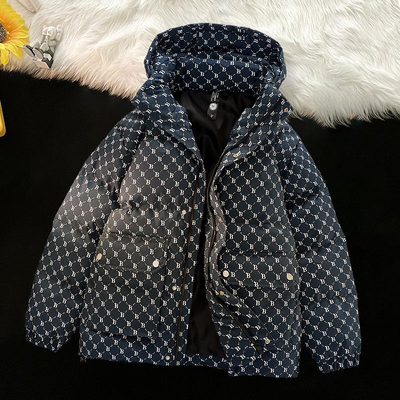 

Зимняя теплая хлопковая куртка для мужской короткой куртки со съемным капюшоном, жаккардовая, новая, утолщенная, высококачественная хлопковая куртка, модная куртка с капюшоном M