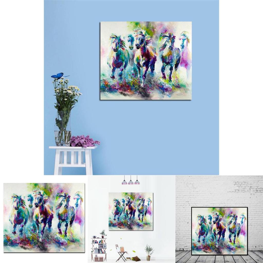 Abstract Animal Artwork Canvas Wall Art For Home Interior Modern Decor With Horses Design
