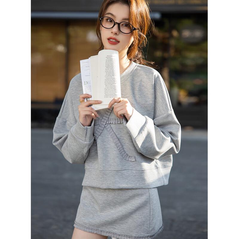 Mokana Women's Stylish Long-Sleeve Sweatshirt & Short Skirt Set MKNJD3012