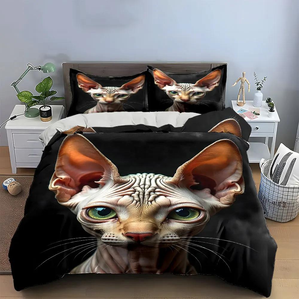 "Cat-Themed Home Decor Set" Soft Comfortable Duvet Cover Bedding Set Included 1*Duvet Cover & 2*Pillowcases Gift
