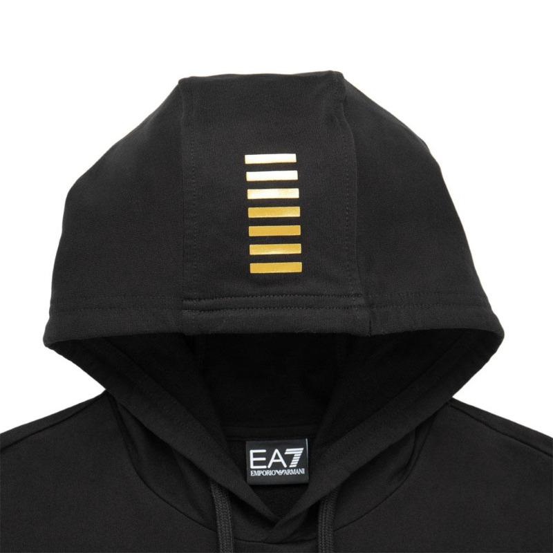 Emporio Armani EA7 FW24 Logo Print Solid Hooded Long Sleeve Sweatshirt Men Black 8NPM32-PJVRZ-0208