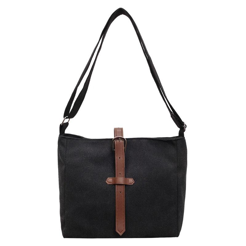 

Vintage Canvas Crossbody Bag Tooling Style Shoulder Bag Women Commuter Tote Bag чёрный