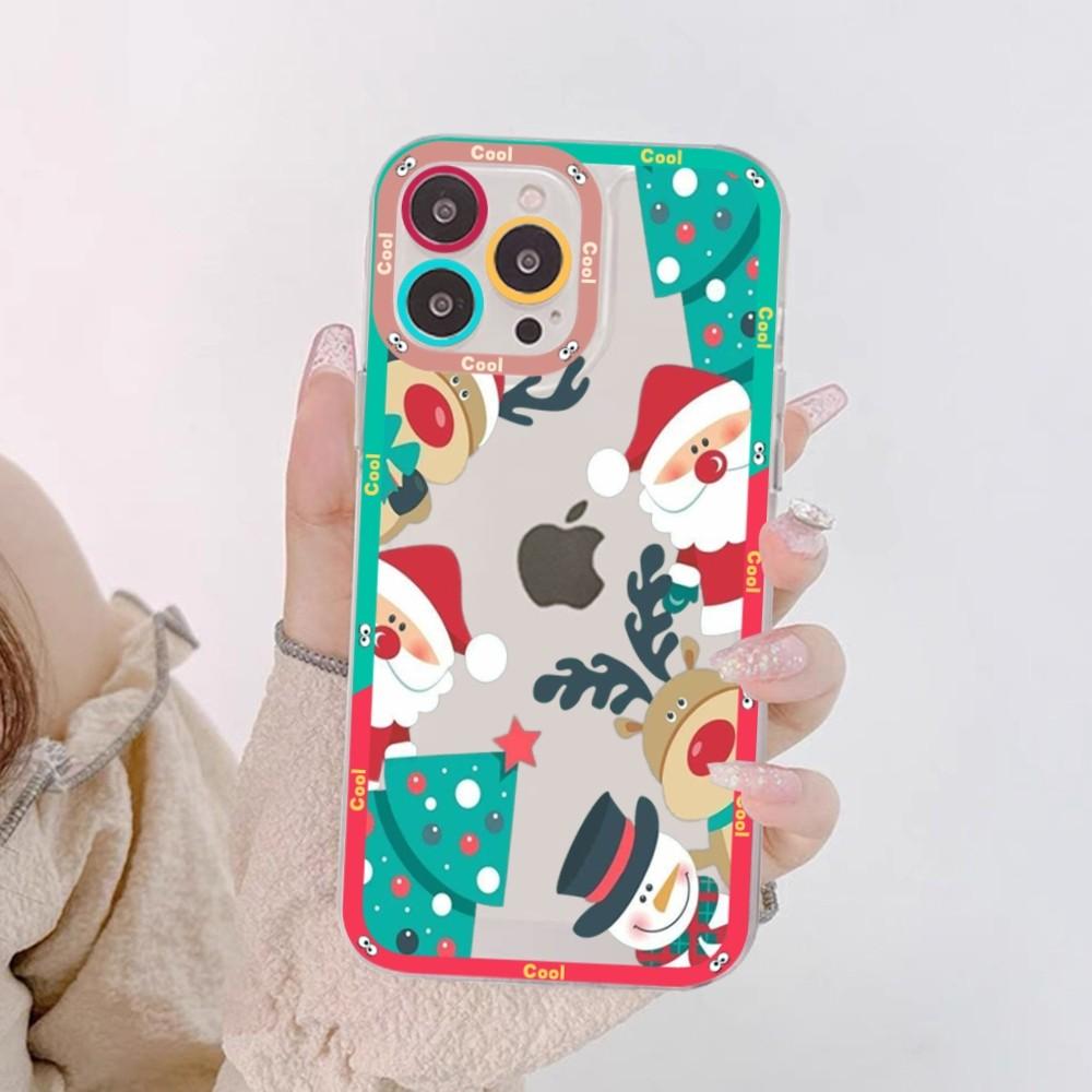 

Рождественский Мультяшный Новогодний Чехол Для Телефона Для iPhone 15 14 13 12 11 Pro Max Mini X Xs XR Прозрачный Чехол iphone 12 pro
