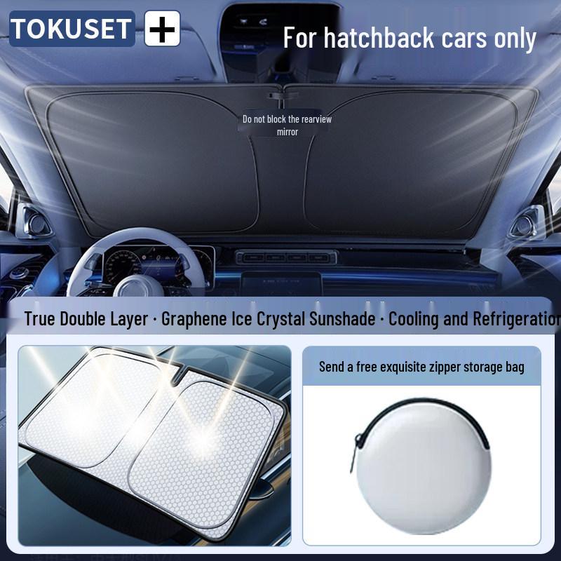 Car Sunshade Heat Insulation Shield - Small Windshield Sun Blocker & Privacy Curtain.