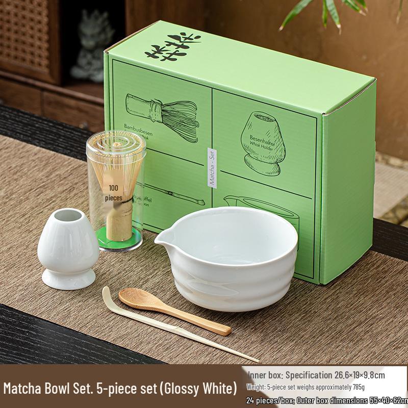 Japanese Ceramic Matcha Bowl & Bamboo Whisk Tea Set - Song Dynasty Tea Ceremony Gift Box