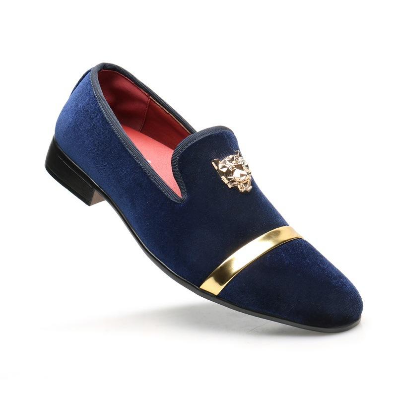 [Bestellung, kann bearbeitet werden] Herren-Slipper mit Wildlederbesatz, Tigerkopf-Schnalle 2025