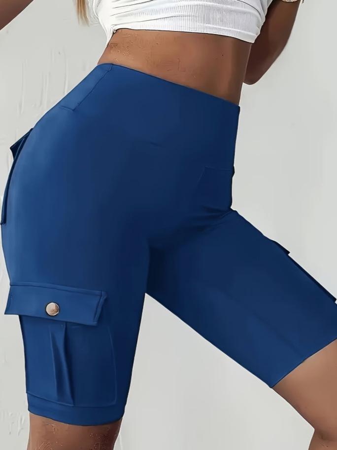Breathable Butt-Lifting Button Pocket Yoga Shorts Slim-Fit Base Layer Pants