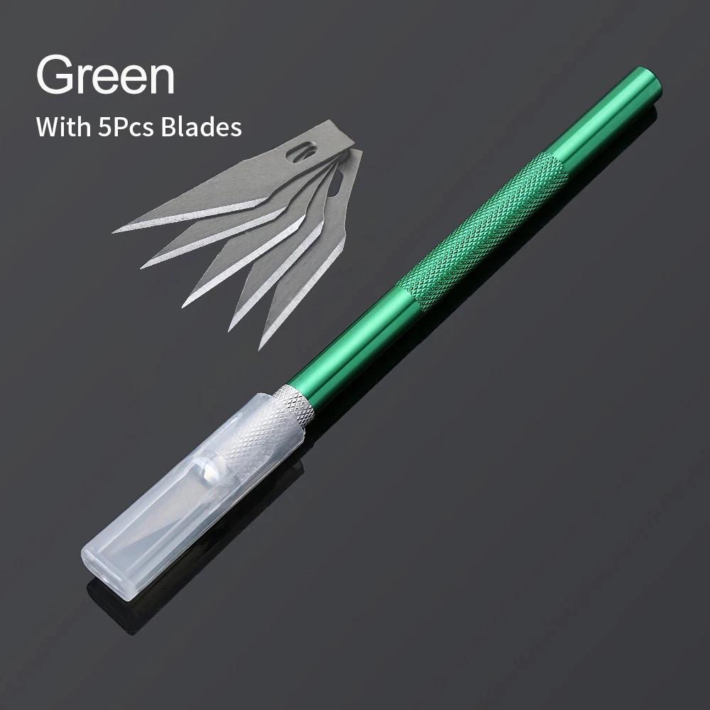 

НОВЫЙ нескользящий металлический скальпель, набор инструментов, нож для гравировки, ножи для поделок + 5 лезвий, ручной инструмент для ремонта печатных плат мобильных телефонов