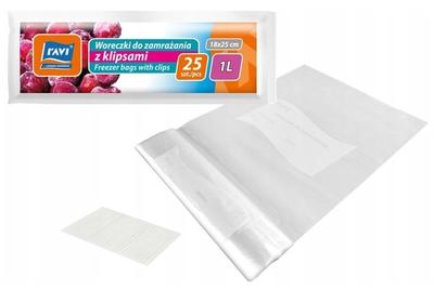 Food Freezer Bags with Clips 1L 18x25cm 25 Pieces