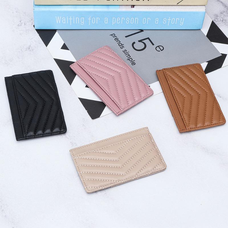 2026 Women Credit Card Holder Wallet Luxury Slim Credit Card Cases Holder Sheepskin Leather Minimalist Front Pocket Small Wallet