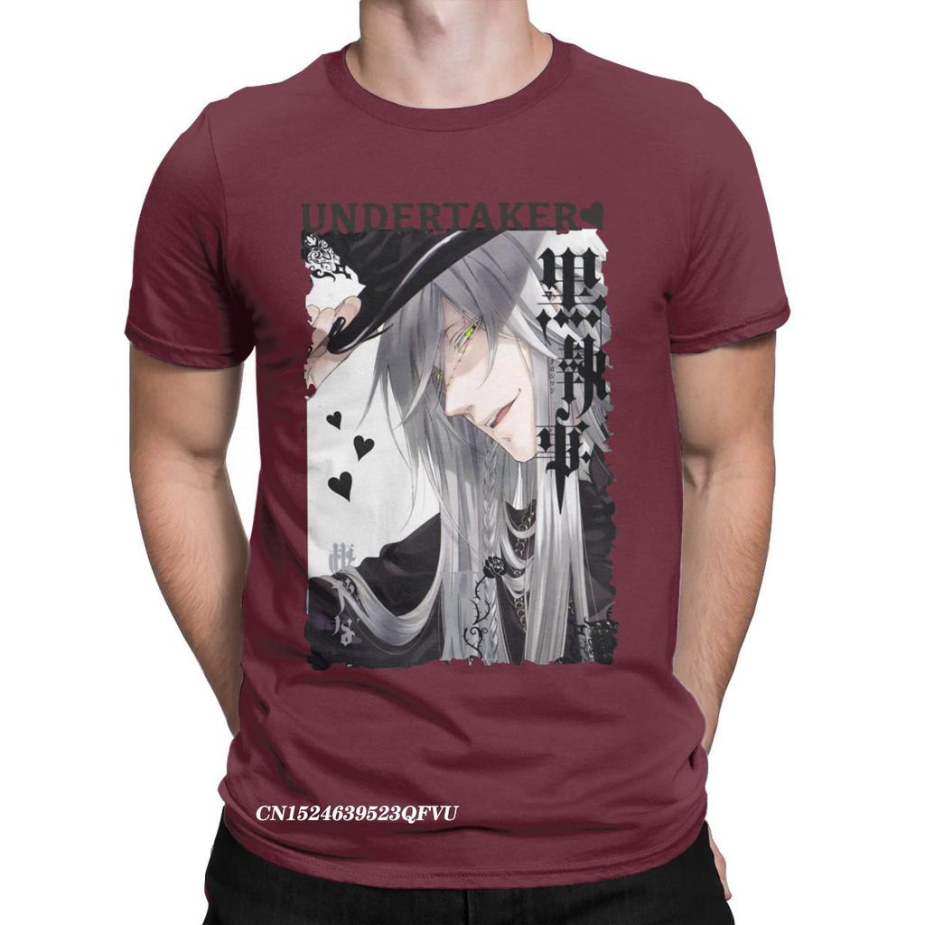 Undertaker Black Butler T-Shirts Herren Anime Lustig Premium Baumwoll T-Shirt Rundhals Harajuku T-Shirt Ästhetische Camisas Tops