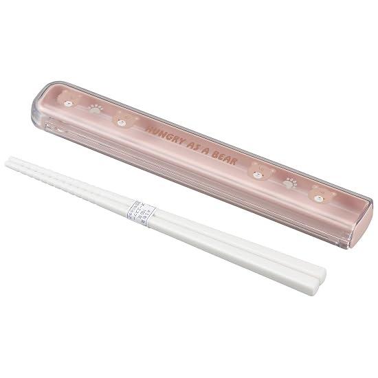 OSK Slide-Type Antibacterial Chopsticks and Case Set, 16.5cm, Bear, for Bento, Dishwasher Safe, KU25