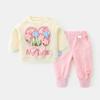Toddler Girl Cotton Two-Piece: Fashionable Long Sleeve Sweatshirt Set for Spring & Autumn 2025