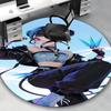 1 Stück Anime-Design Runder Teppich - Bürostuhlmatte mit Blauem Scheren-Aufdruck, Geeignet für Heimdekoration, Gaming-Zimmer