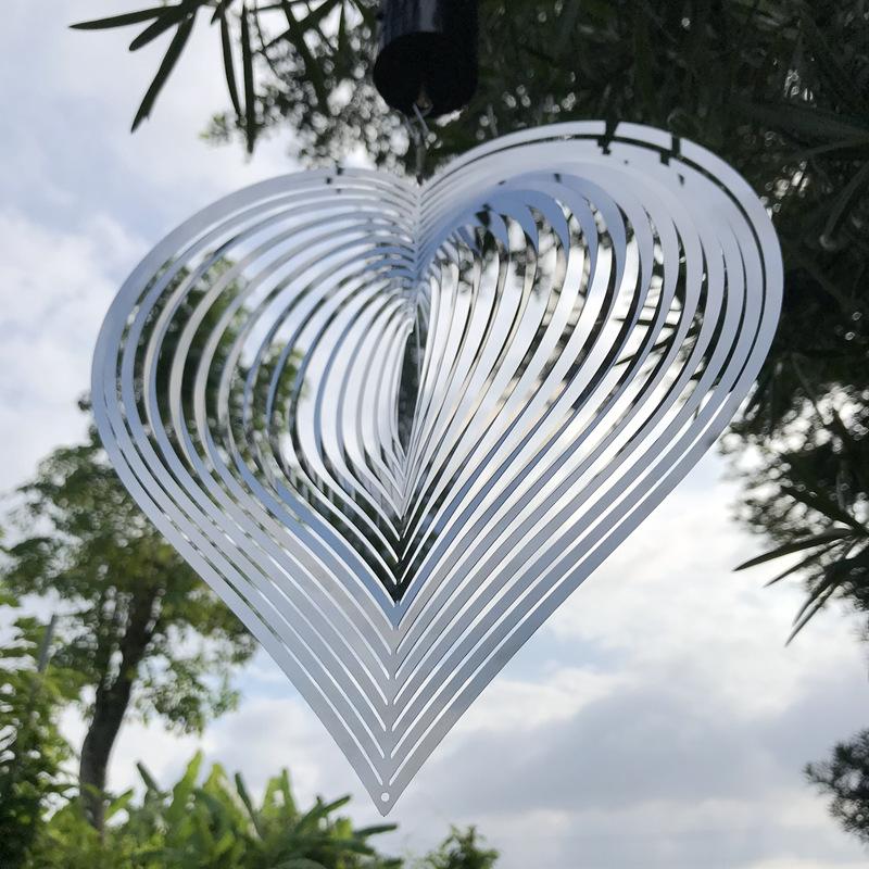Factory Price 25cm Metal Heart Wind Spinner Garden Chimes Hanging Ornaments for Outdoor Backyard Bedroom Window Decor