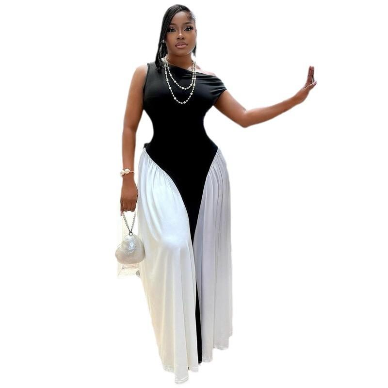 Women's New Color Blocked Sleeveless Temperament Dress for Summer