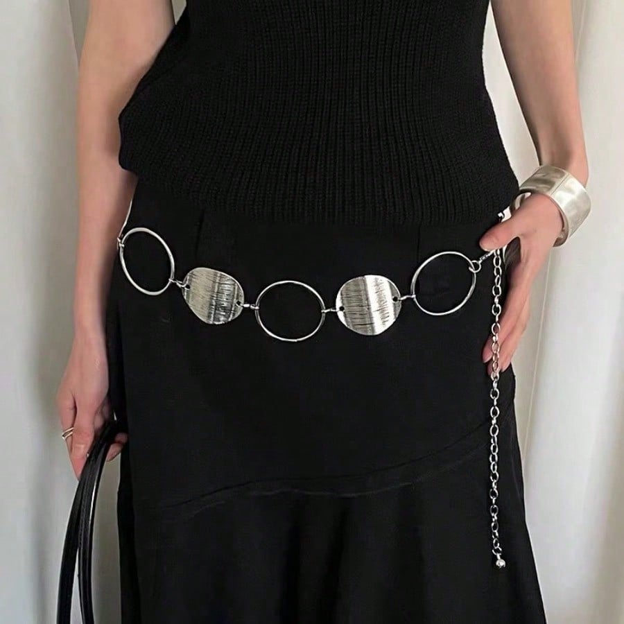 Hundred Matching Dresses, Dress Chains, High-end Feel, Metal Ring Splicing Waist Chain