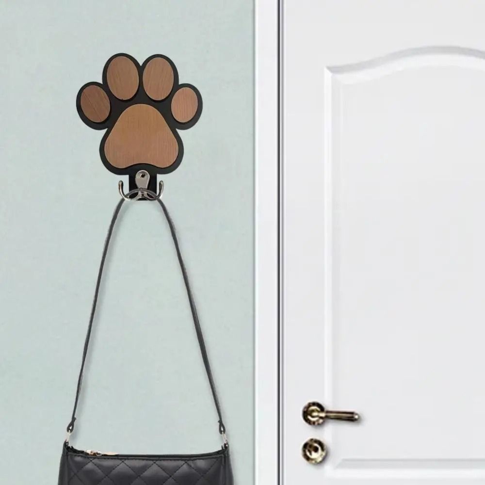 2Pcs Wall Mounted Wooden Paw Print Wall Hook Non-slip Cat Claw Coat Hooks  Bedroom