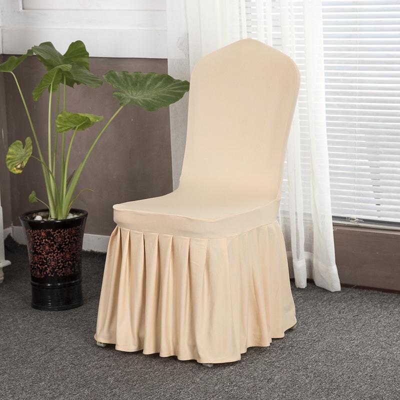 

Cover Chair Pleated Pure Color Slipcover Elastic Wedding Banquet Decor Seat Champagne