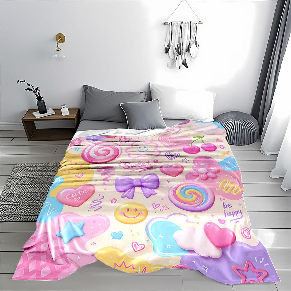 Cute Pastel Kawaii Pattern Blanket for All Seasons Blanket Lunch Break Throw Gift