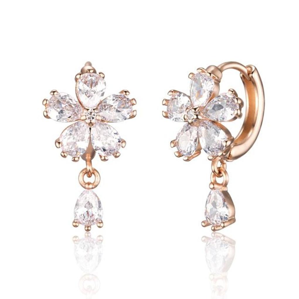 

14K GF Flower Water Drop One-Touch Earrings C24EGF205