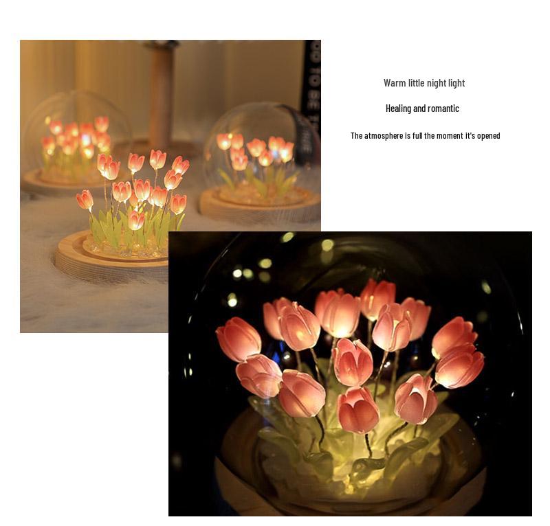 DIY Tulip LED Night Light Kit - Handmade Bedroom Ornament for Qixi Festival or Birthday Gift