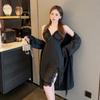 New ice silk pajamas female sexy with chest pads spring and summer lace pure desire wind with chest pads suspender two-piece set home