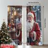 2pcs 2D Flat Printing Merry Christmas Popular Window Curtains Santa Claus Gifts Festive Joy 100% Polyester Without Electricity