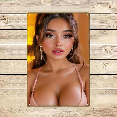 Sexy Pink Lingerie Metal Sign 20*30cm Durable Wall Decor for Home Club Office Bar Festive Gift Classic Alluring Design